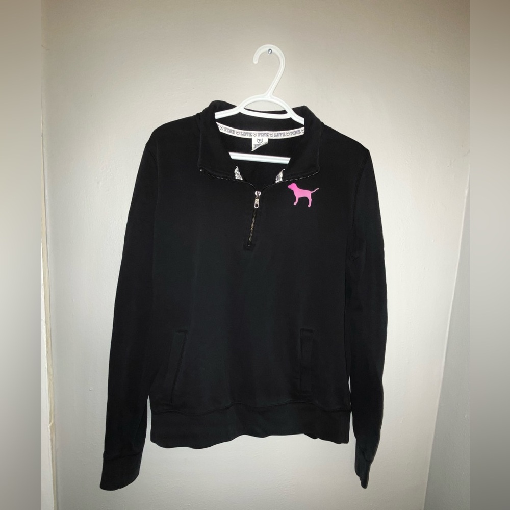 VINTAGE Victoria’s Secret PINK Quarter-Zip Sweatshirt with Pink Dog Logo